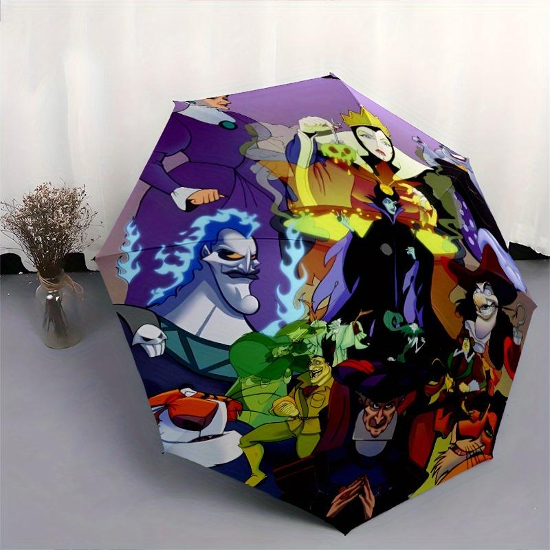 Disney's Evil Villains Automatic 3-Fold Umbrella Design, Cute Cartoon Pattern, Portable Outdoor Umbrella, Perfect, Holiday Gift for Disney f