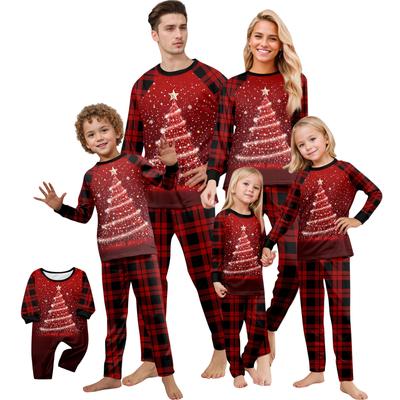 Christmas Print Cute Family Set Pajamas, Home Clothes, Family Set Long Sleeve Top Pants Set