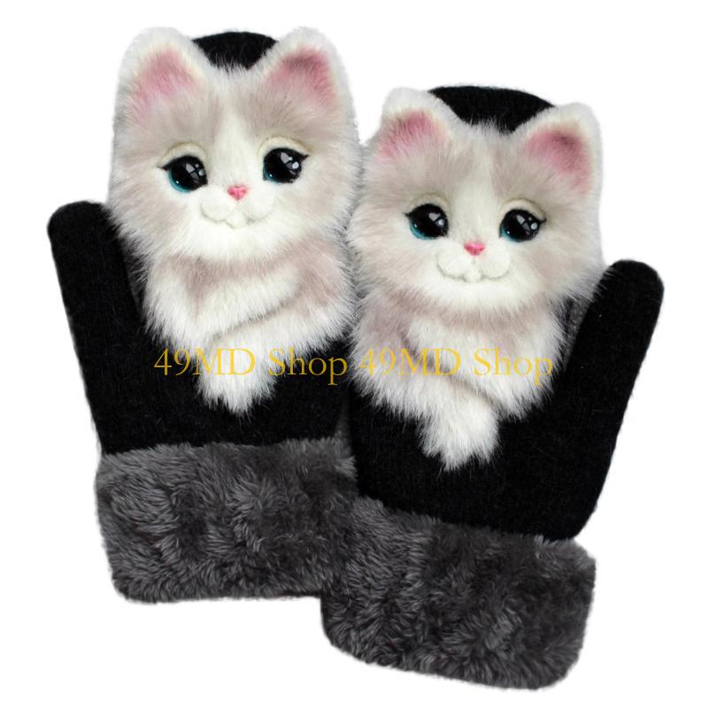 49MD Cartoon Gloves Kids Plush Gloves Mitts Kid Gloves Animal Knit Gloves Winter Mittens Children Gloves