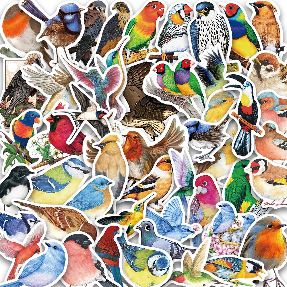 50PCS Bird Stickers Nostalgia Cartoon Laptop Luggage For Phone Phone Home Decoration Skateboard Landscape Wall Painting