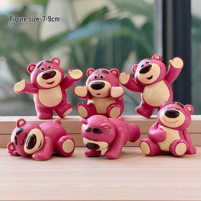 Lazy Bear Strawberry Butt Figure - Cute Cartoon Blind Box Car Ornament