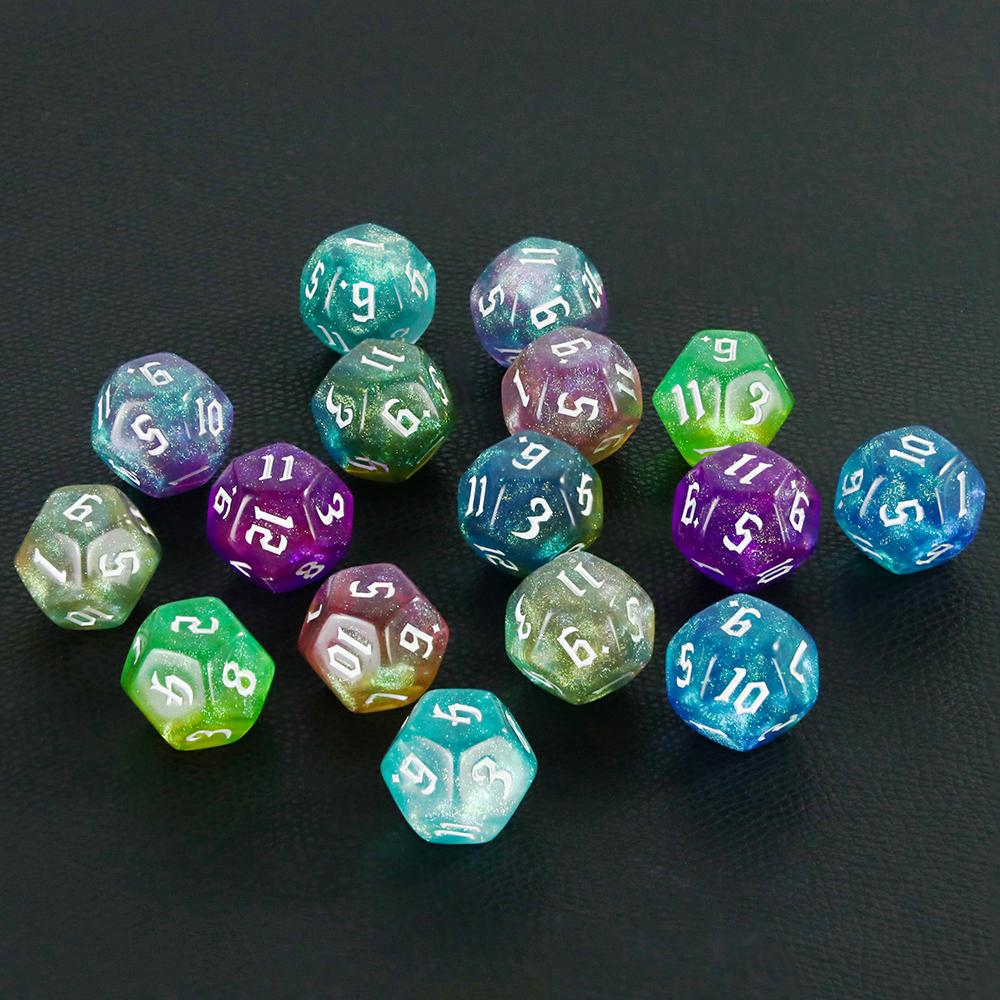 Polyhedral D12 Dice 10pcs 12 Sided Double Color with Glitter Dice for Role Playing GameD&D Boardgame Dice Set