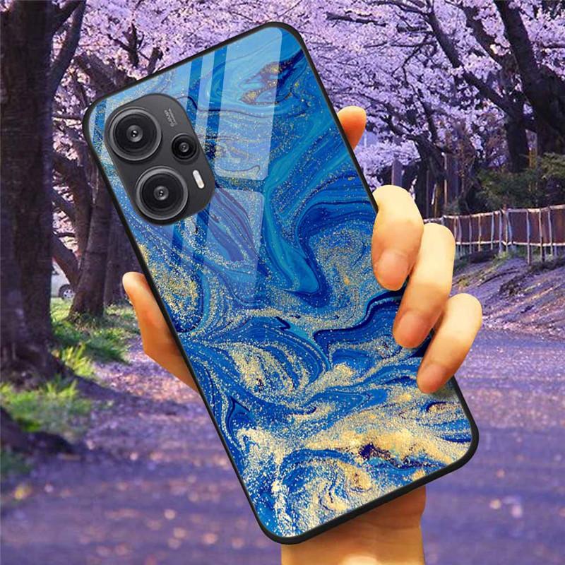 For Xiaomi Poco F5 5G / F5Pro Case Tempered Glass Lake Moon Hard Phone Cover for POCO F5 Pro Capas Funda on PocoF5 Luxury Coque