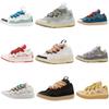 Leather Splicing Casual Shoes CURB Trend Sports Shoes White Green Mocha Men's and Women's Board Shoes Bread Shoes