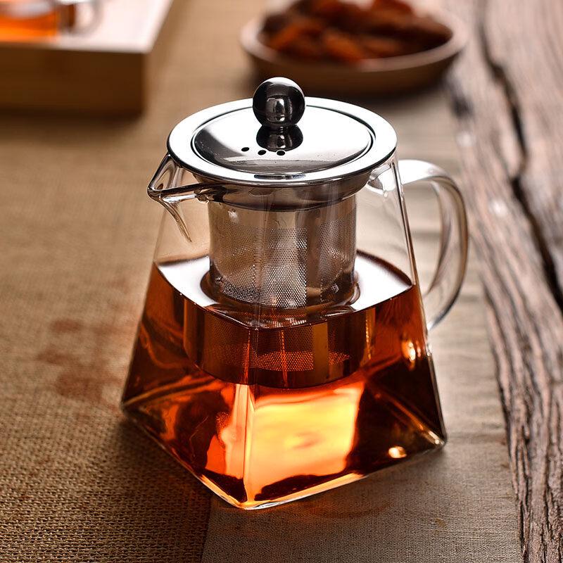 ZISIZ Heat-Resistant Glass Teapot with Stainless Steel Infuser