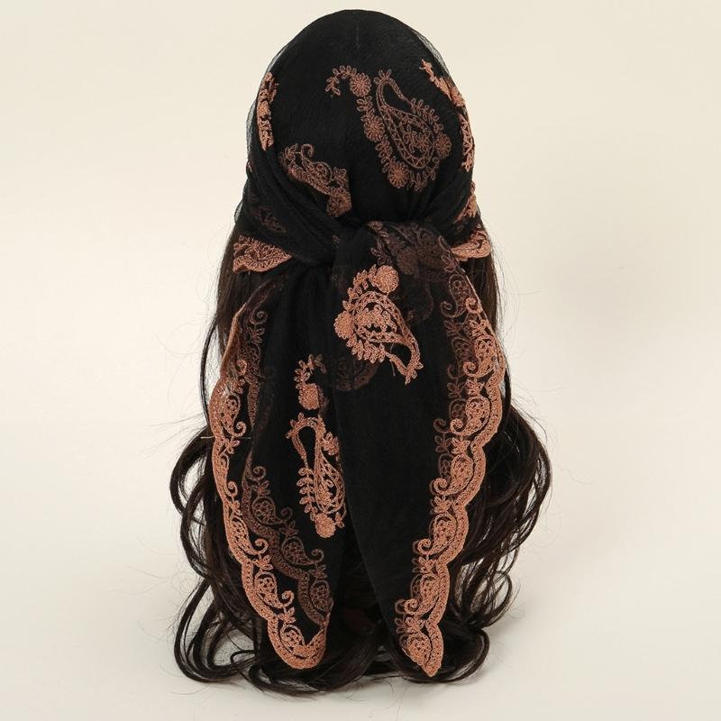 Elegant Women's Flower Embroidery Head Scarf Soft Multi Functional As Headscarf Or Decorative Accessory For Any Occasion