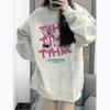 Women's Pure Cotton Hoodie - Thin Round Neck, Plus Velvet, Lazy Style, Loose Fit, Long Sleeve, Trendy for Spring, Autumn, Winter 2025 Collection