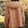Women's Solid Color Long-sleeved Quilted Lightweight Loose Winter Warm Hooded Jacket