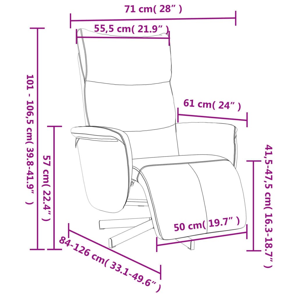 Recliner Chair with Footrest White Artificial Leather