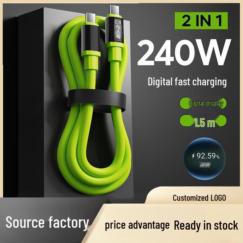 240W Fast Charging Type-C Cable with Real-time Display for Apple 15/16, Huawei, and Android