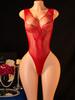 Women'S Sexy Lingerie Fishnet Hollow Out Bodysuit Sexy U Neck Floral Teddy Stretchy See Through Bodycon Club Party Date Wear