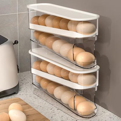 Frigorifero Porta Uova Organizer Grande Capacità Scatola Porta Uova Cassetto Scatola Custodia Scorrimento Automatico Doppio Strato Vassoio Uova Forniture da Cucina