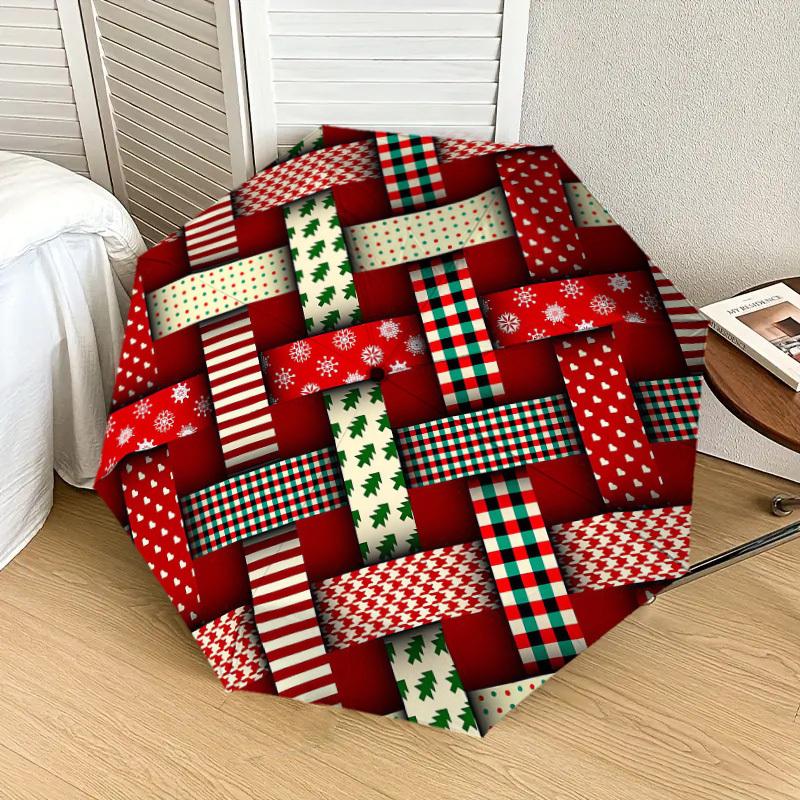 1pc Christmas, Plaid Pattern Umbrella  Automatic Opening and Closing Umbrella, High quality Umbrella, Ideal Gift for Her 218