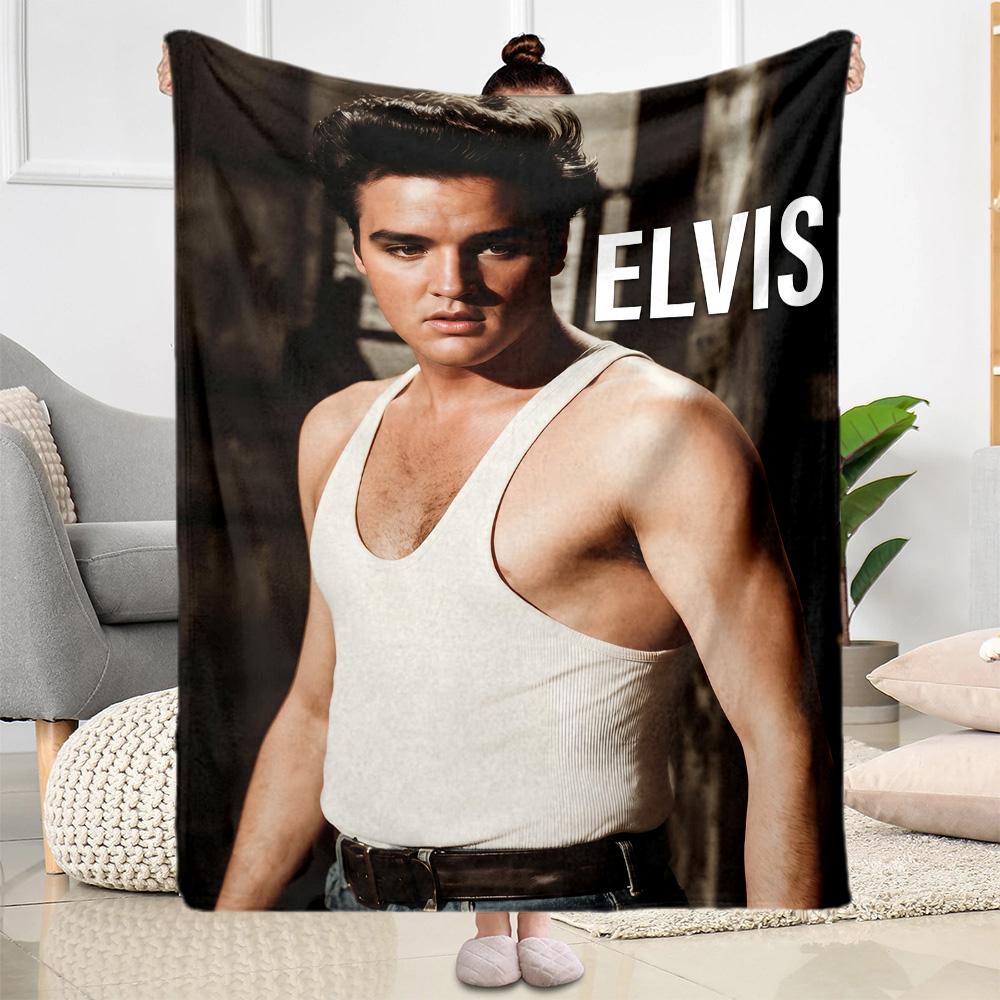 Rock Roll Legend Elvis Blanket Soft Warm Cozy Great for Couch Chair Picnics All-Season Use Playful Design Best Holiday Gift for Friends Family