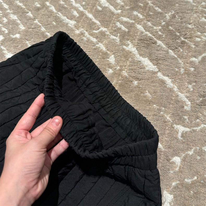 Minimalist Quilted Warm Pleated Cotton Midi Skirt in Dark Horse