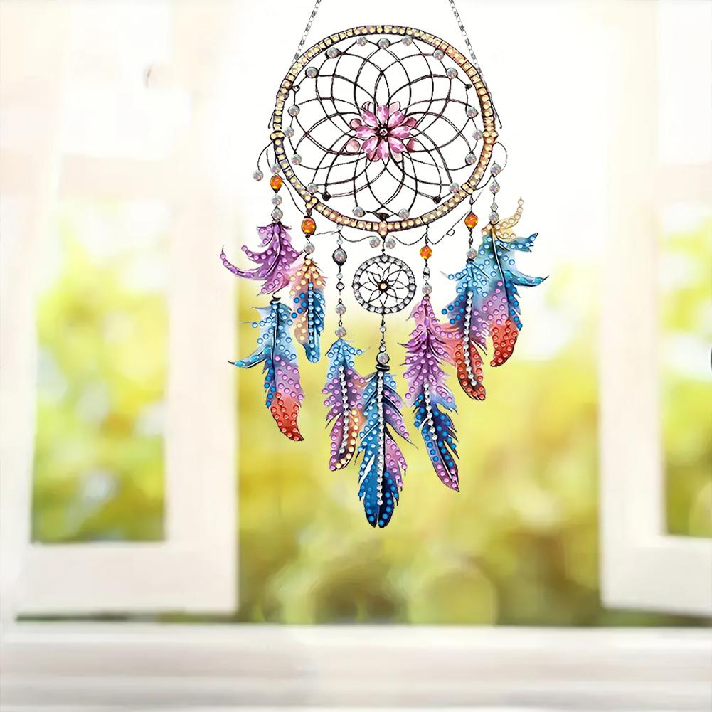 Animal Dream Catcher DIY Diamond Art Pendant Kit Diamond Painting Ornaments Diamond Painting Hanging Pendant for Wall Window