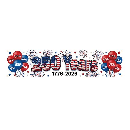 250th Anniversary Banner 6.5x1.5ft 250 Years of Freedom American Patriotic Decoration