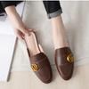 Fashion Women's Gold Metal Slippers Round Toe Parka Soft Astronomical Closed Toe Mules Summer Fashion Shoes 44-33