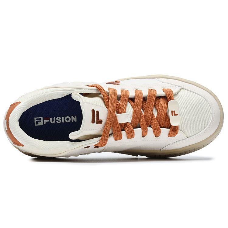 Fila Fusion Stack Cake Thick Sole Shock Absorption Low Top Skate Shoes Women Sneaker White Brown T12W232201FGB