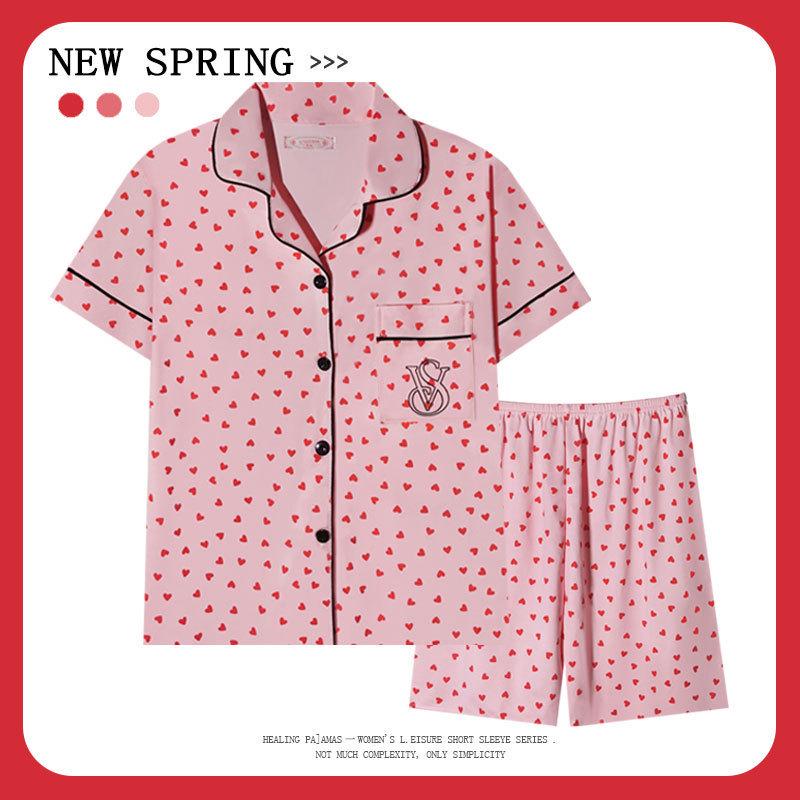 Women’s Cute Cotton Short Sleeve Pajama Set - Summer Style