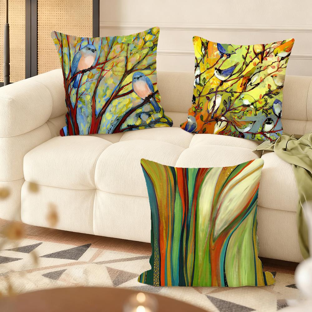 Abstract Paint Colorful Cushion Cover Soft Short Plush Pillow Cover Smooth Cozy Texture Aesthetic Cushion Case Home Decor