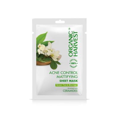 Mattierende Tuchmaske gegen Akne Grüner Tee und Moringa (20 g), Akne Kontroll Mattierende Tuchmaske Grüner Tee & Moringa,