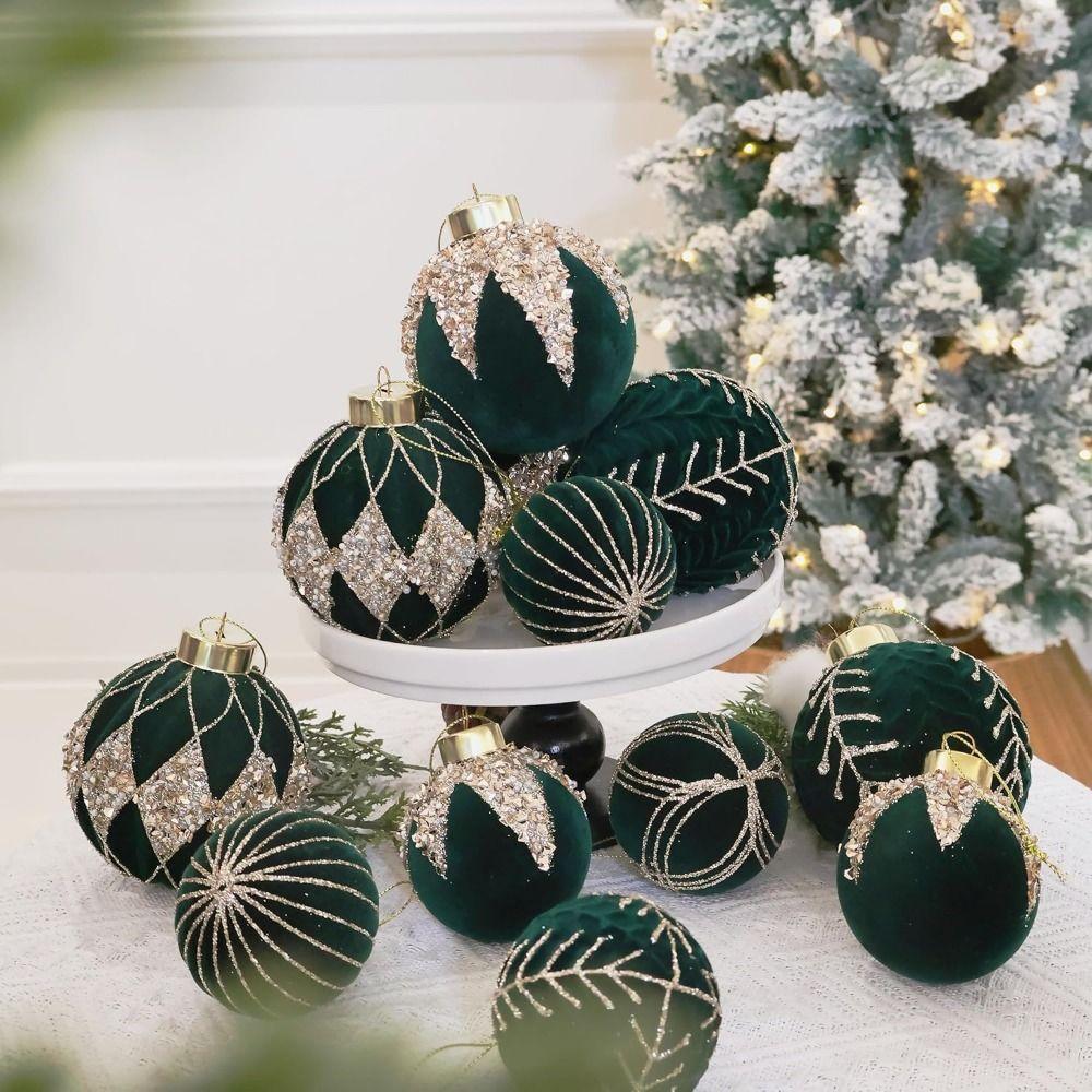 16Pcs Shiny Flocking Christmas Ball 6cm Christmas Tree Decoration  Festival Ornament