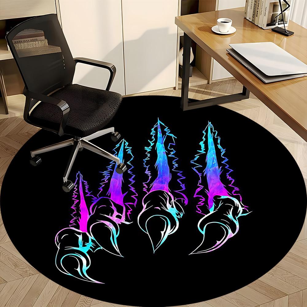 1pc Claw Marks Office Round Area Rug, Mat Suitable For Office, Under Office Chairs Bedroom Living Room Home Decor, Room Deco