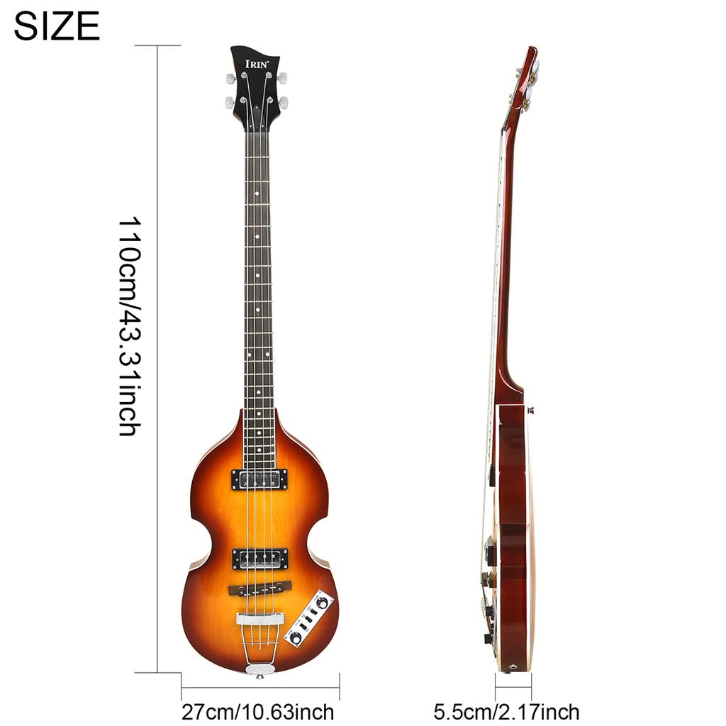IRIN Electric Bass Double Coil Pickup Maple Body 4 Strings Electric Bass Pear-shaped Violin Style Instrument for Pro Perform