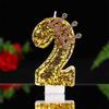 Large Gold 3D Digital Birthday Candle Crown Style Long Burning for Retirement Celebration Party Cake Decor