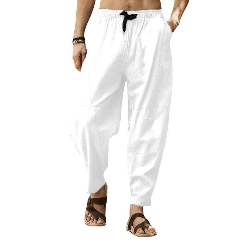 Men's Large Size Loose Casual Sweatpants Cotton and Linen Drawstring Hip Hop Lantern Pants Men's