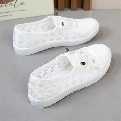 Spring and Summer Net Shoes Women's Cloth Shoes Mother Students Flat-bottomed Breathable Sneakers Casual White Shoes