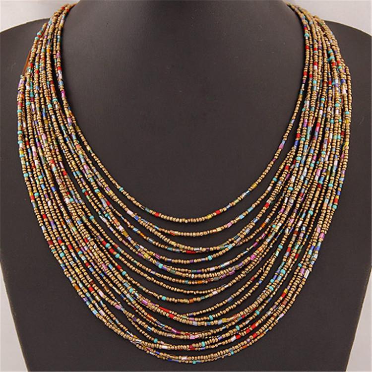 Bohemia Beaded Multilayer Necklace With Handcrafted Resin Materials For Fashionistas