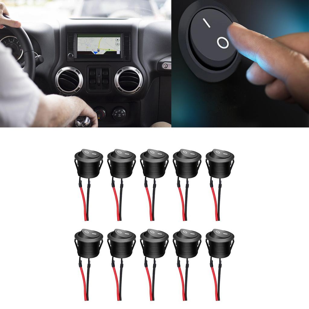 Round Rocker Switch 10Pcs Rocker Switch 12V Toggle Switch with Prewired Electrical Switches for Boats Car