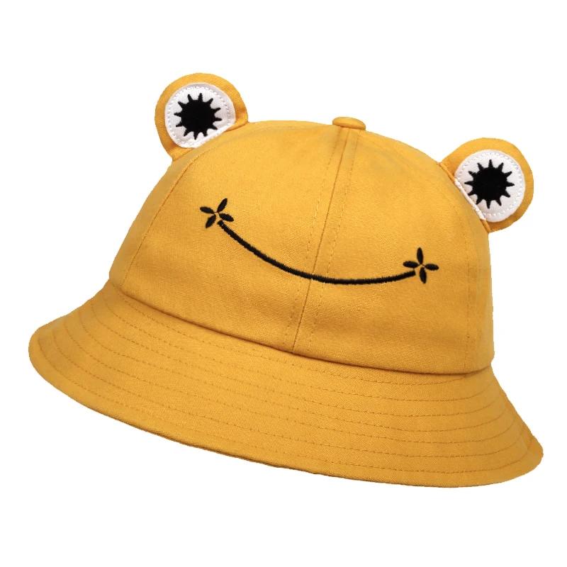 Unisex Leuke Kikkervorm Persoonlijkheid Bucket Hats Vissersmutsen Buiten Casual Pet Zonnebrandhoed geel