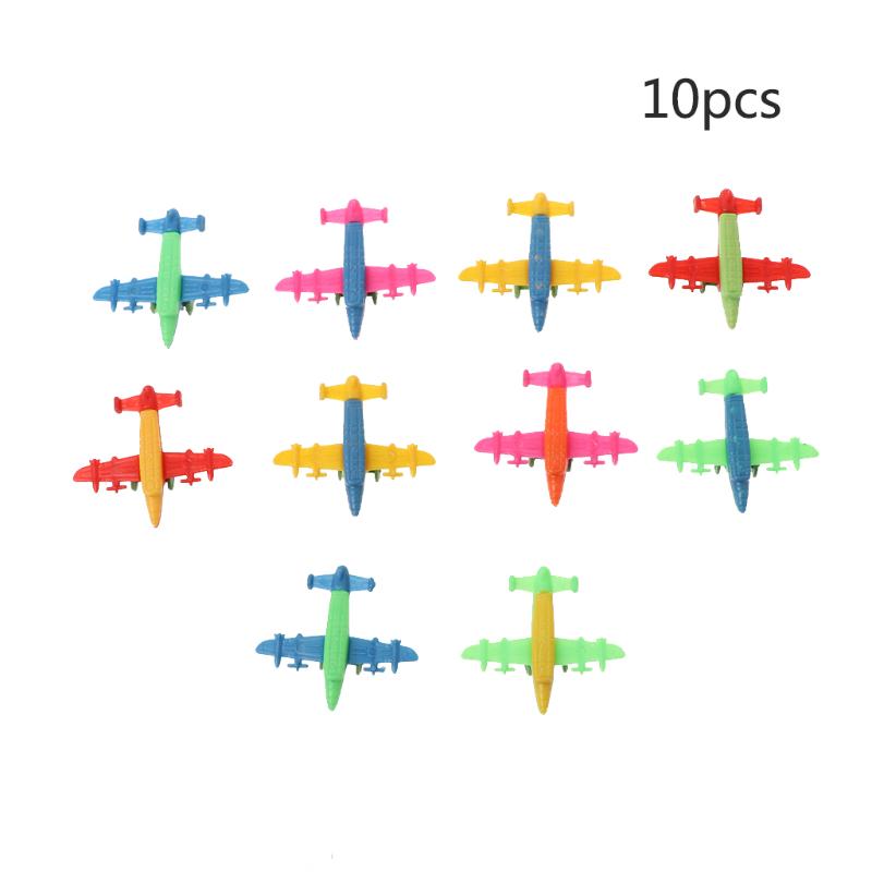 10 Pcs Mini Plastic Bomber Plane Fighter Aircraft Model Toy Military Gifts Kids