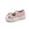 Girls' Hollowed-out Fabric shoes2026Spring and Summer Rhinestone Pearl Bow Cute Single Shoes for Children, College Style Casual Shoes