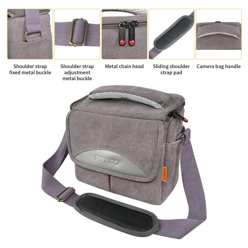 FOSOTO Shoulder Camera Bag Digital Mirrorless Single Lens Camera Case Lesbian Storage Retro Style Large Capacity Compatible with Canon SX70 SX420