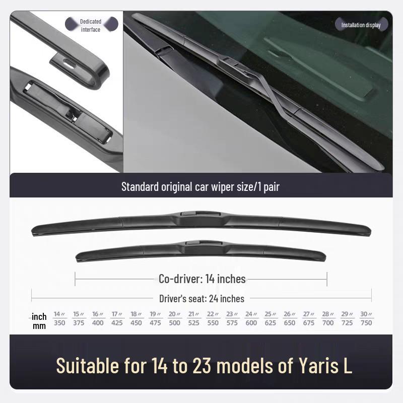 Toyota Yaris Wiper Blade for 2014-2015 Models with Original Rubber Strip by GAC Motor.