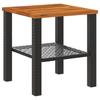 Garden Table Black 40x40x42 cm Poly Rattan Acacia Wood