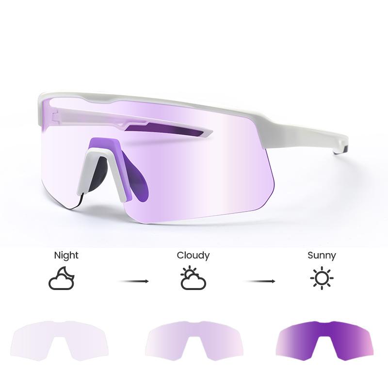 Cycling Photochromic Glasses, Outdoor Bicycle Marathon Windproof Men's Goggles, Sports Glasses Suitable for Day and Night Use for Women