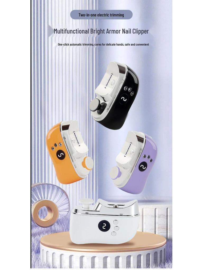 2-in-1 Baby Electric Nail Grinder & Anti-Pinch Clipper with Double-Head Smart Display & Multifunctional Scissors