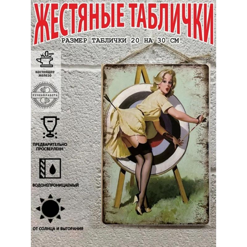 Pin-Up Girl Metal Sign, Retro Wall Art Decor