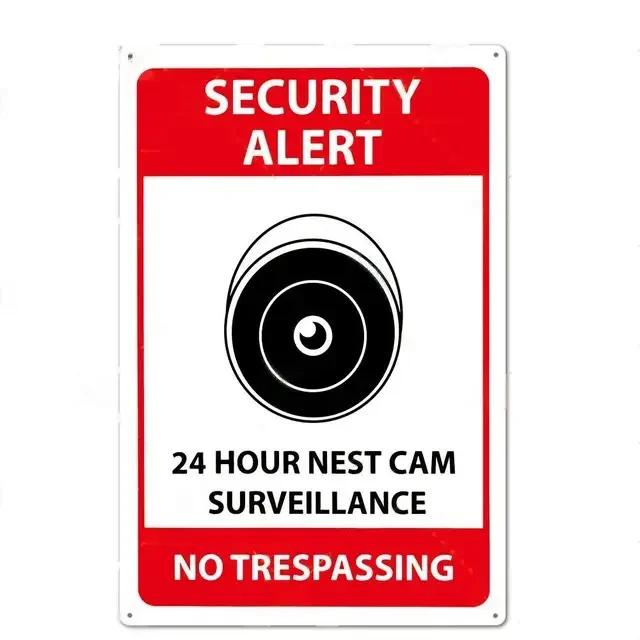 No Trespassing Tin Signs Video Surveillance Warning Plaque Metal Wall Art Poster Yard Iron Painting Stickers Home Decor