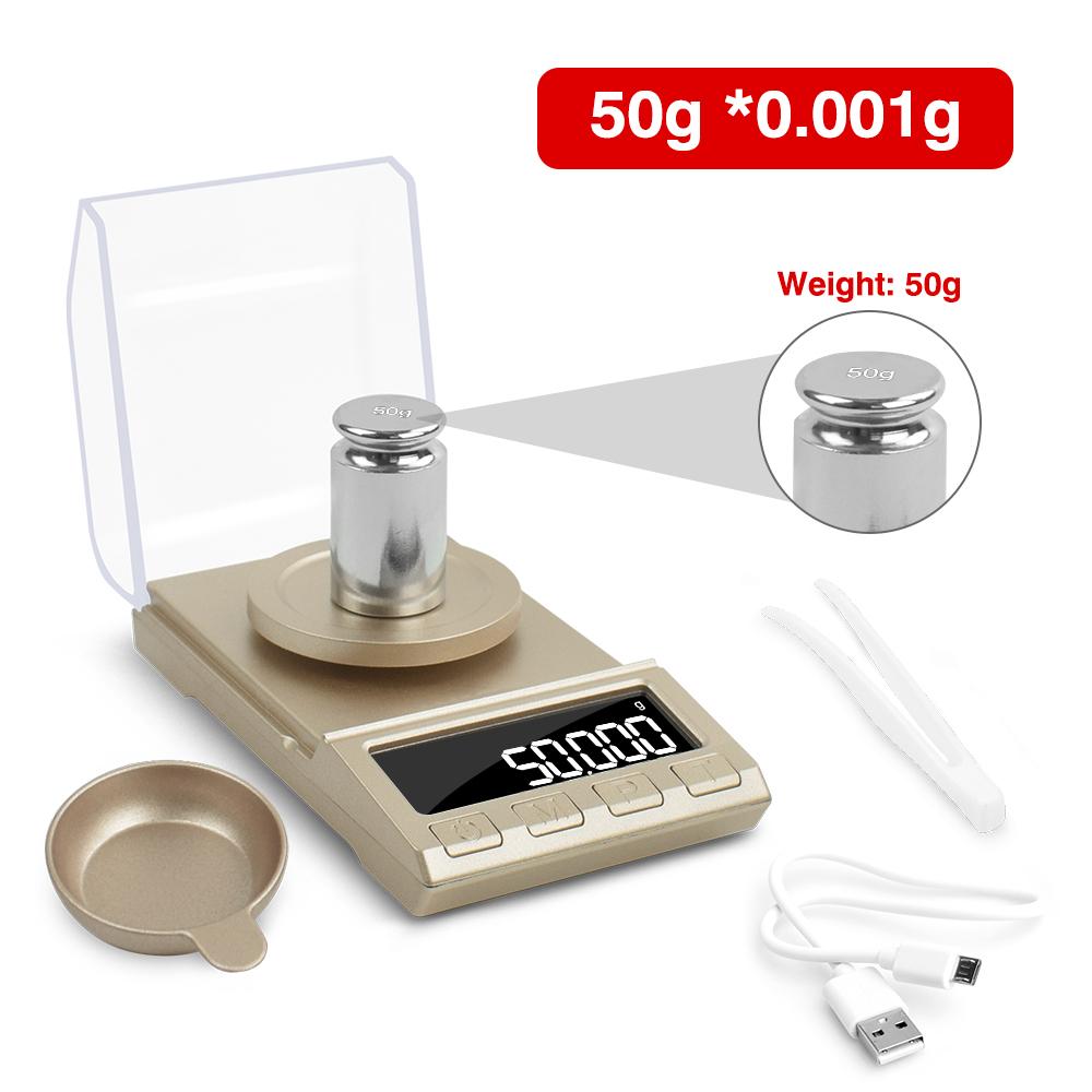 

NEWACALOX 0.001g Precision Digital Jewelry Scales 50g/100g/200g USB Powered Electronic Weighting LCD Mini Lab Balance 0.001g