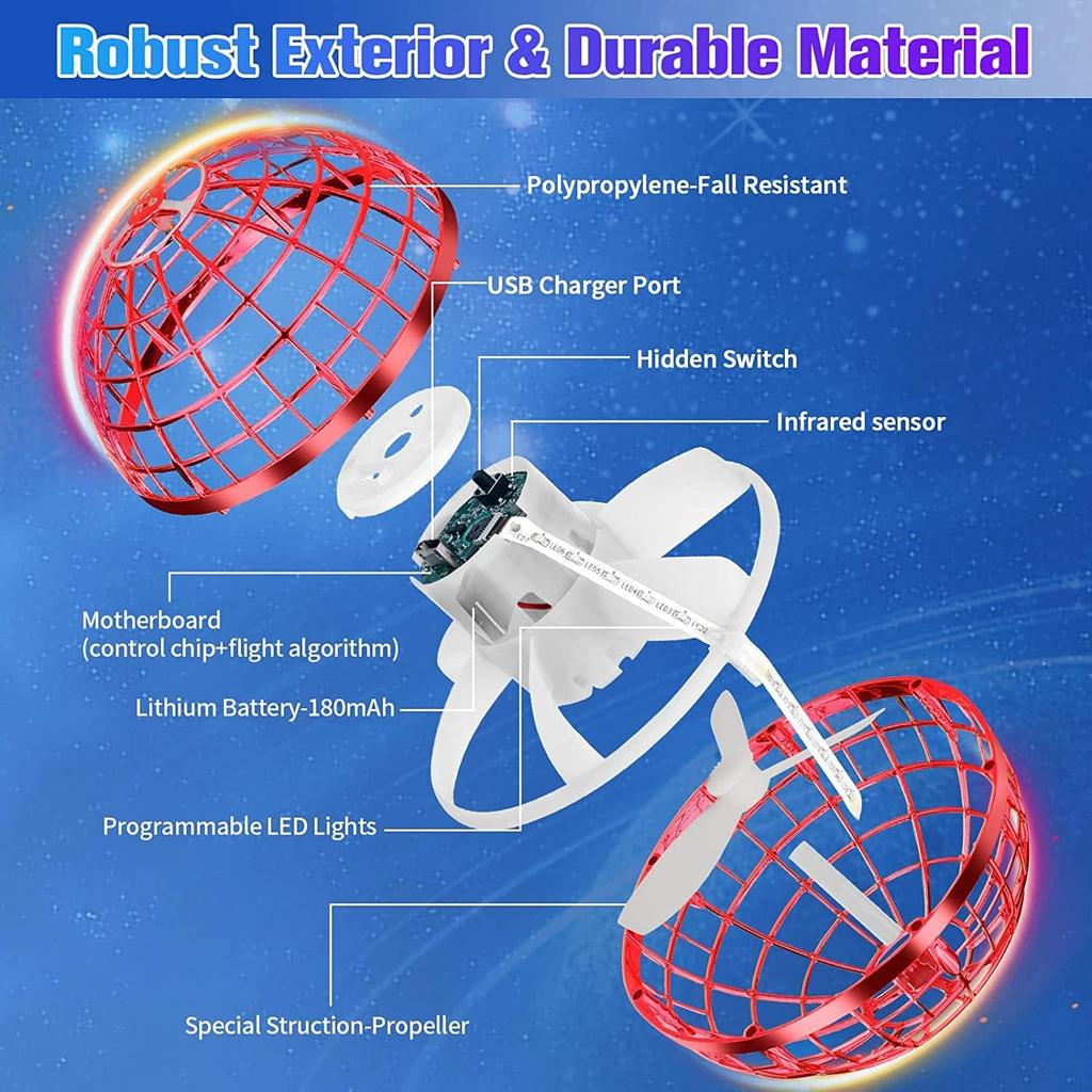 2024 Upgraded Flying Orb Ball Toy - Cosmic Boomerang Ball with LED Lights, Hover Ball for Kids & Adults, for Indoor/Outdoor Fun, Cool Holiday Magic