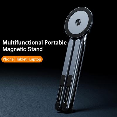 Multifunctional Magnetic Phone Holder Handheld Selfle Stick Foldable Tripod Portable Desk Stand for iPhone Ipad Tablet Laptop