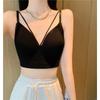 New One-piece Cup Careful Machine Double Shoulder Small Suspender Deep V Chest Wrap Vest Versatile Inner Wear Outer Wear Gather Tube Top Women