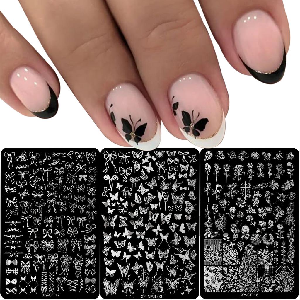 Nail Art Butterfly Flower Bow Rose Line Texture Steel Plate Nail Art Transfer Tool