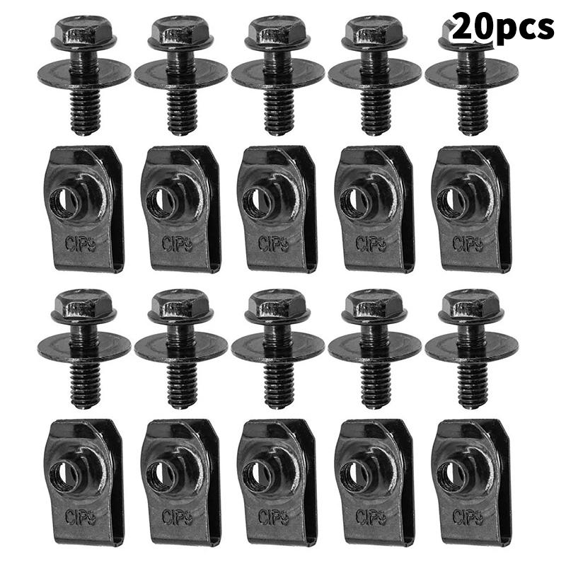 Car Body Bolts U-Nut Clips Gaskets M6 Engine Cover Undertray Splash Shield Guard Bumper Fender Liner Retainer Rivet Screws